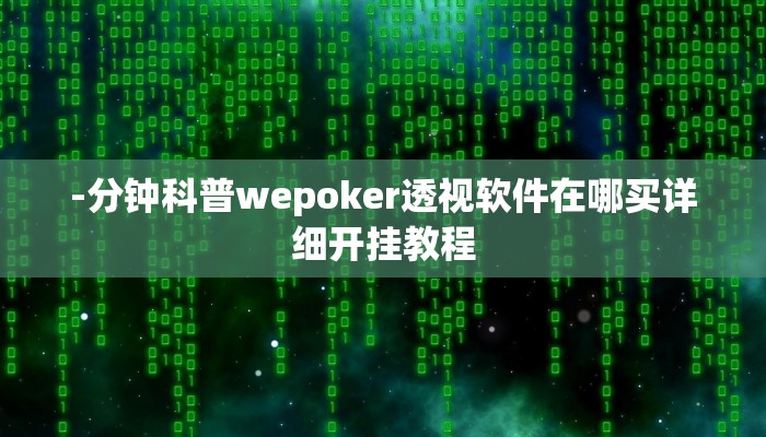 辅助神器wepoker德州挂(透视)详细教程