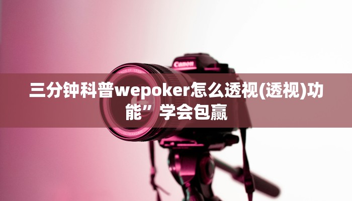 三分钟科普wepoker怎么透视(透视)功能”学会包赢