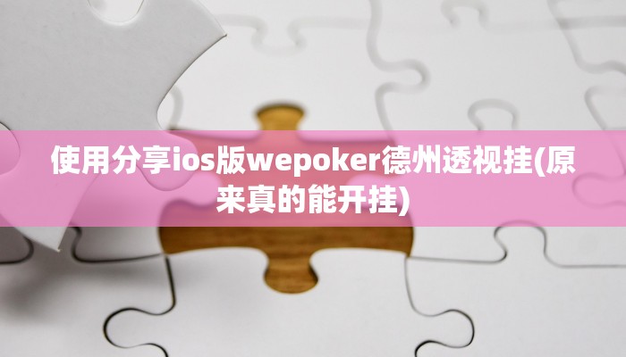 使用分享ios版wepoker德州透视挂(原来真的能开挂)