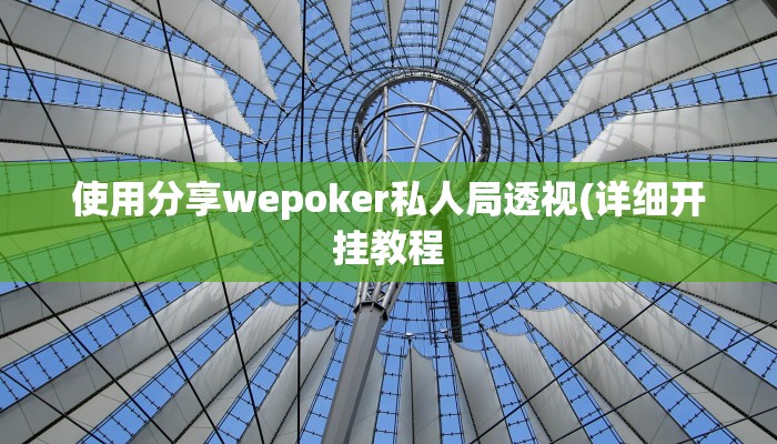 使用分享wepoker私人局透视(详细开挂教程