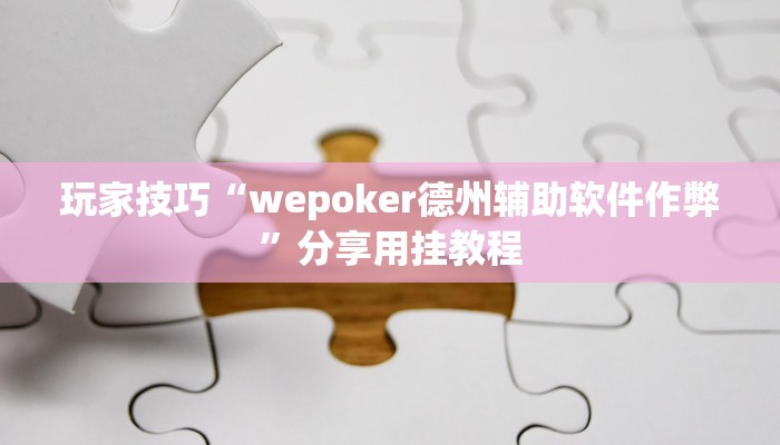 玩家技巧“wepoker德州辅助软件作弊”分享用挂教程