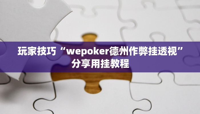玩家技巧“wepoker德州作弊挂透视”分享用挂教程 玩家技巧“wepoker德州作弊挂透视”分享用挂教程